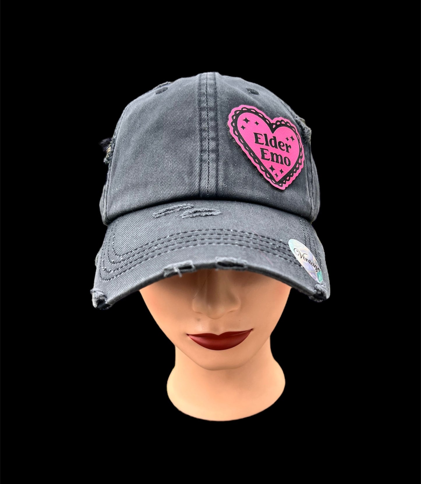 Elder Emo - Ponytail Hat - Distressed Black