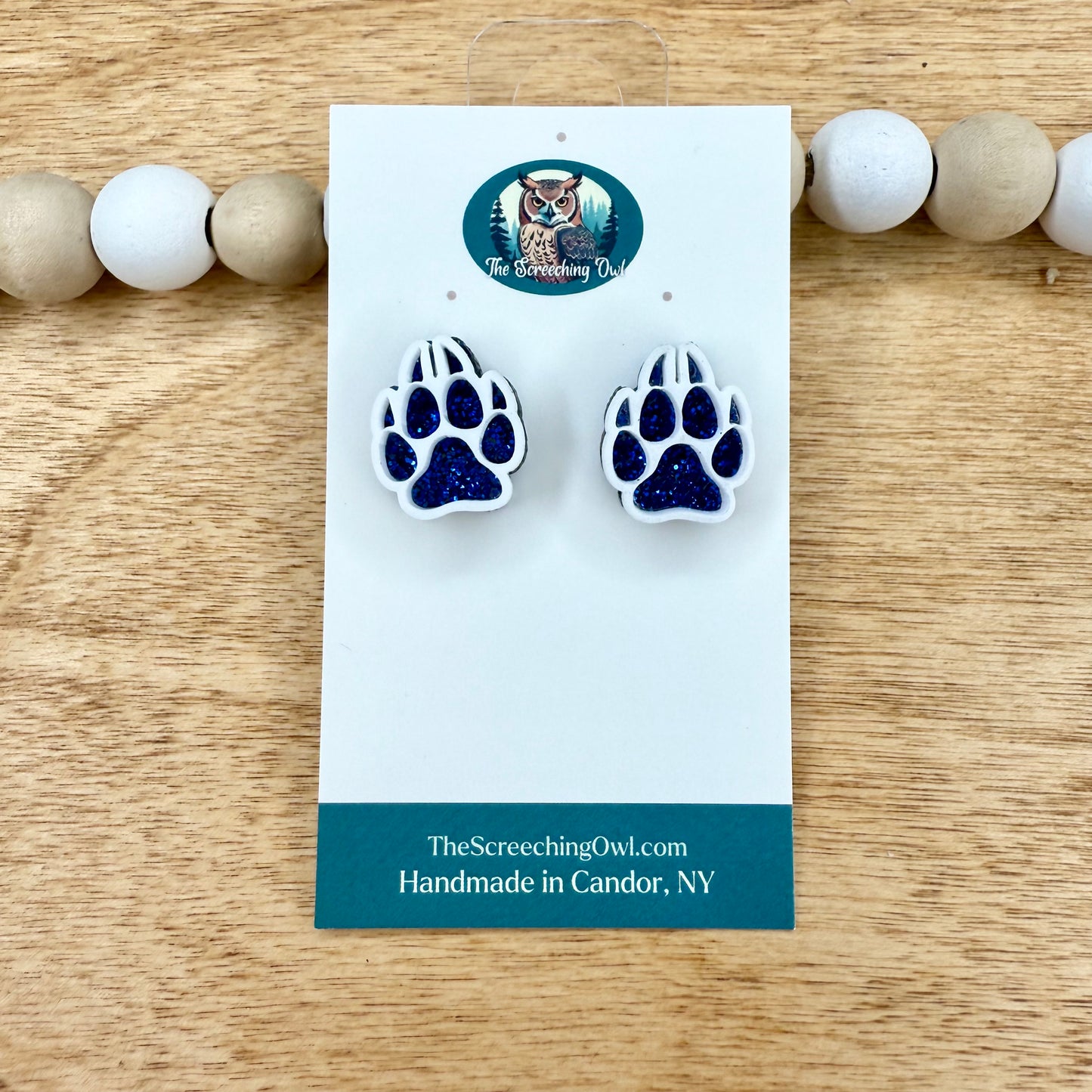 Coyote Paw Print Stud Earrings