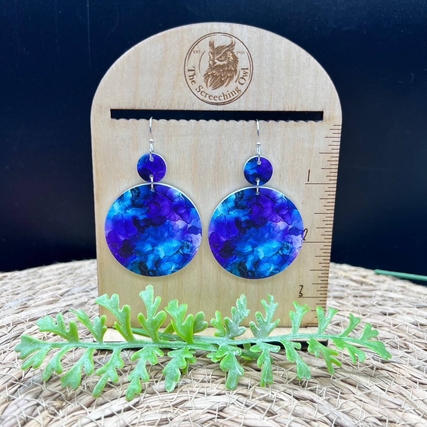 Alcohol Ink Disc Earrings