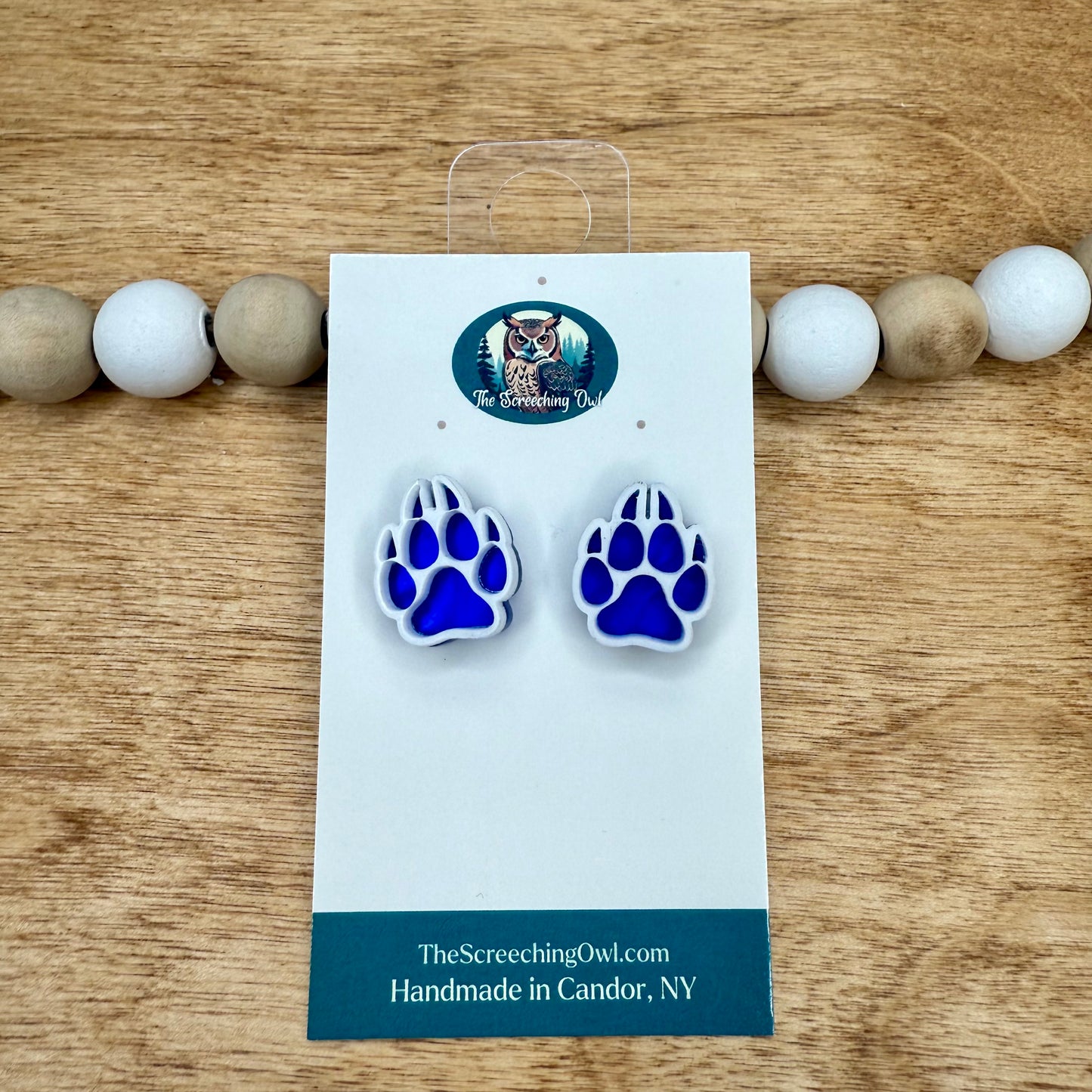 Coyote Paw Print Stud Earrings