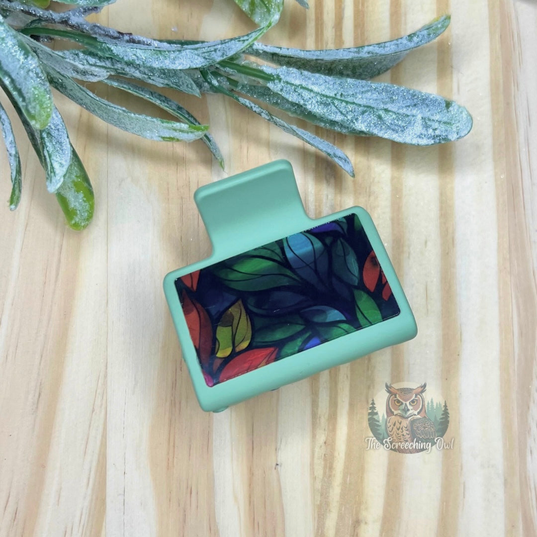 Stained Glass Leaves Claw Clip