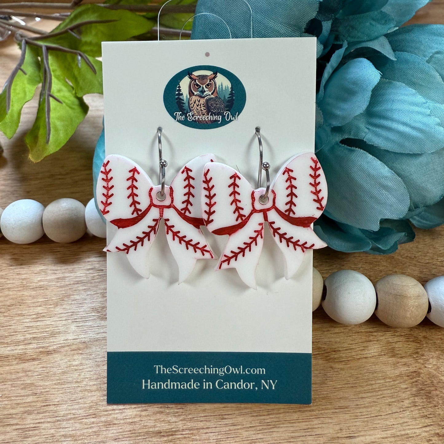 Baseball Bow Earrings