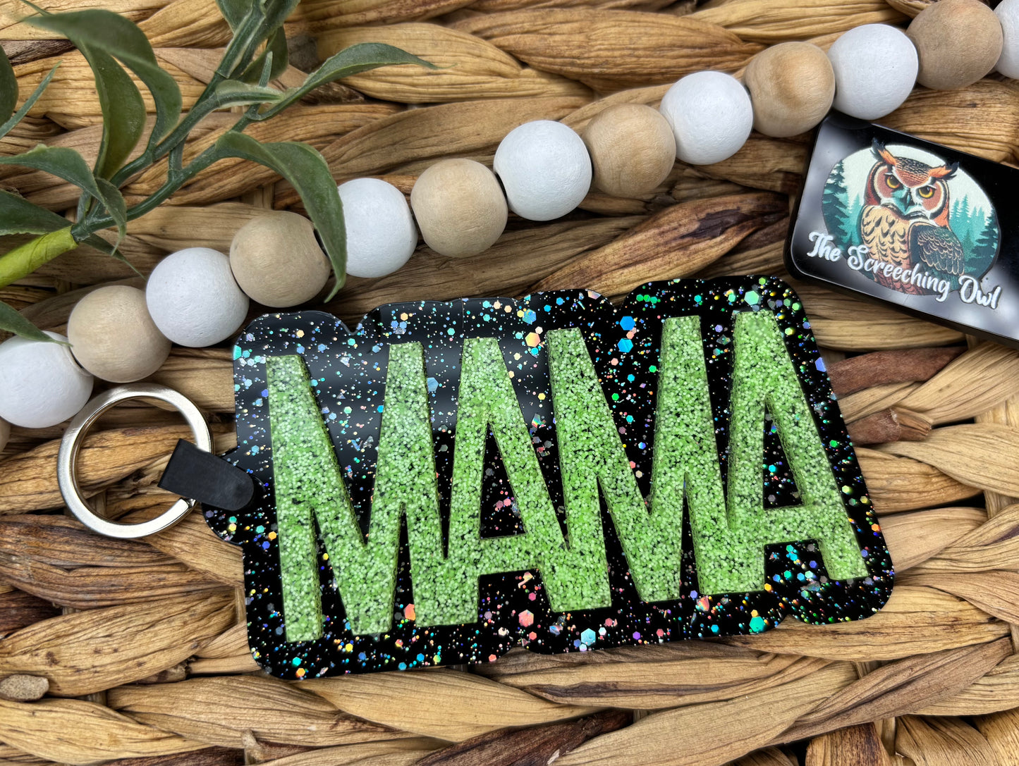 MAMA Keychain - Black/Neon Green
