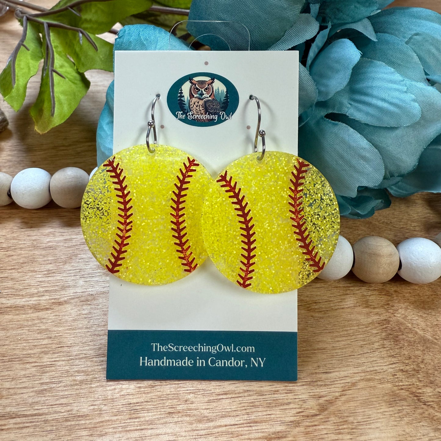 Softball Earrings - Glitter