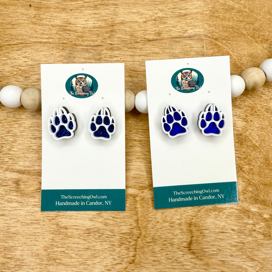 Coyote Paw Print Stud Earrings