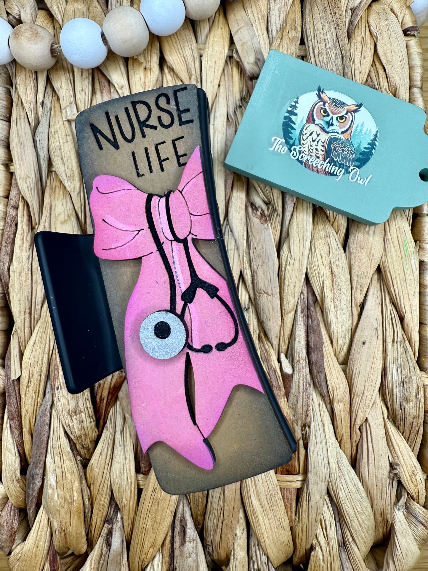 Nurse Life Bow Claw Clip