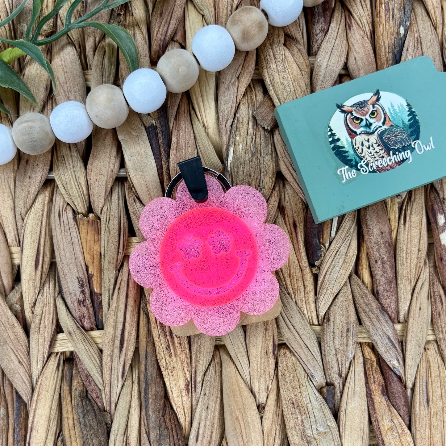 Smiley Flower Keychain