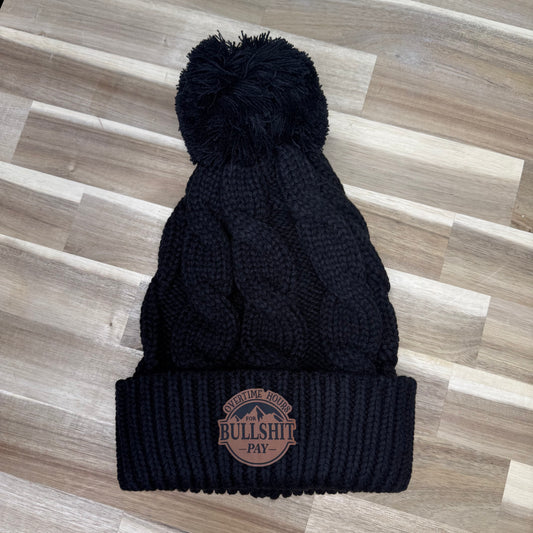 Bullshit Pay Beanie - Pom - Black