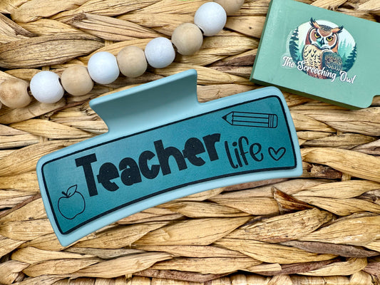 Teacher Life Claw Clip - Leatherette