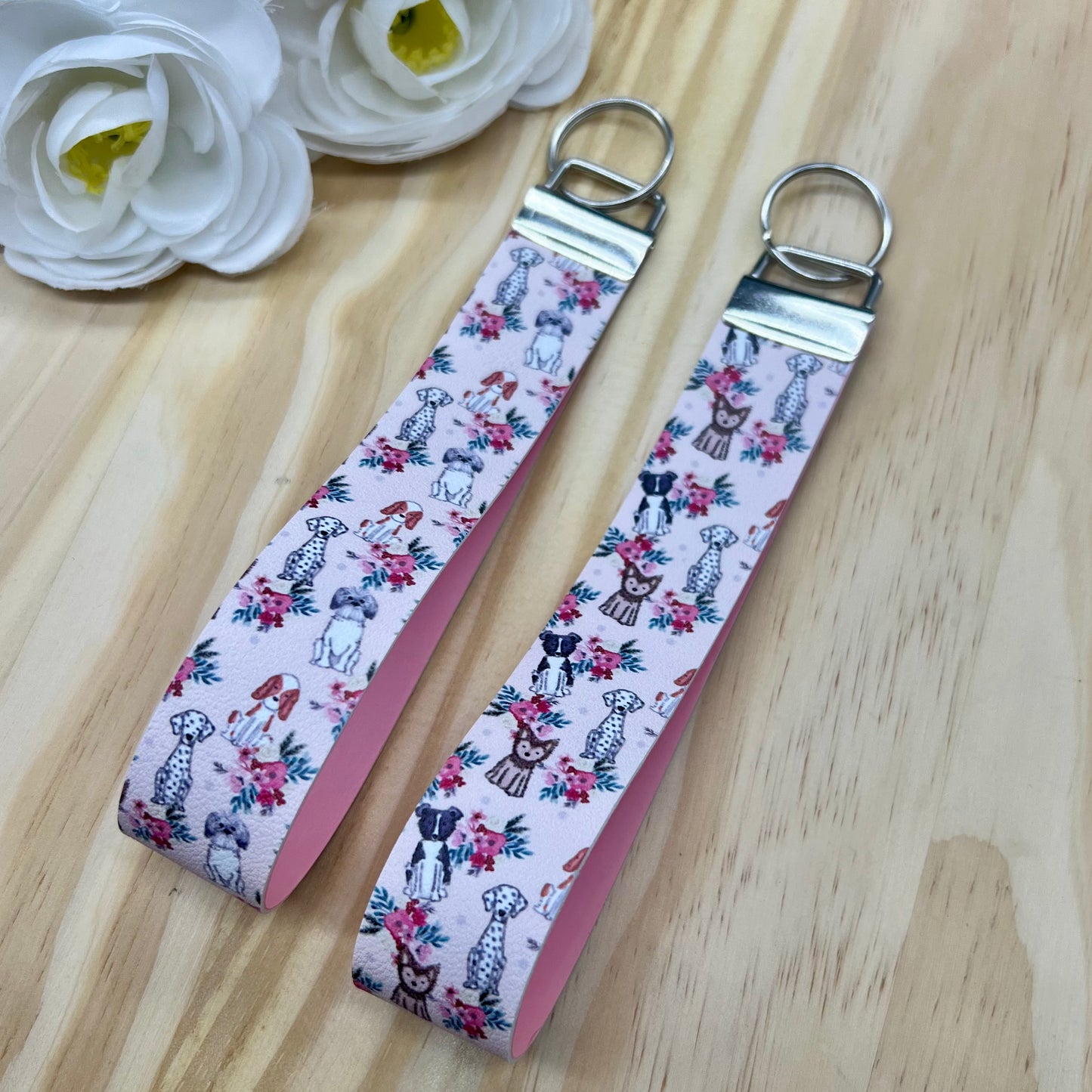 Floral Dog Key Fob