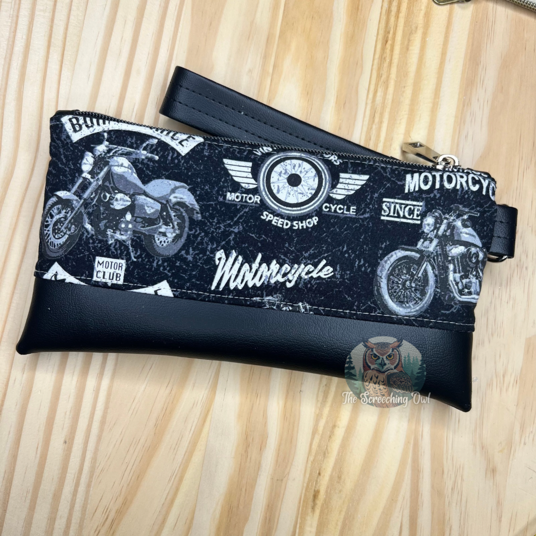 Vintage Motorcycle Wristlet Wallet