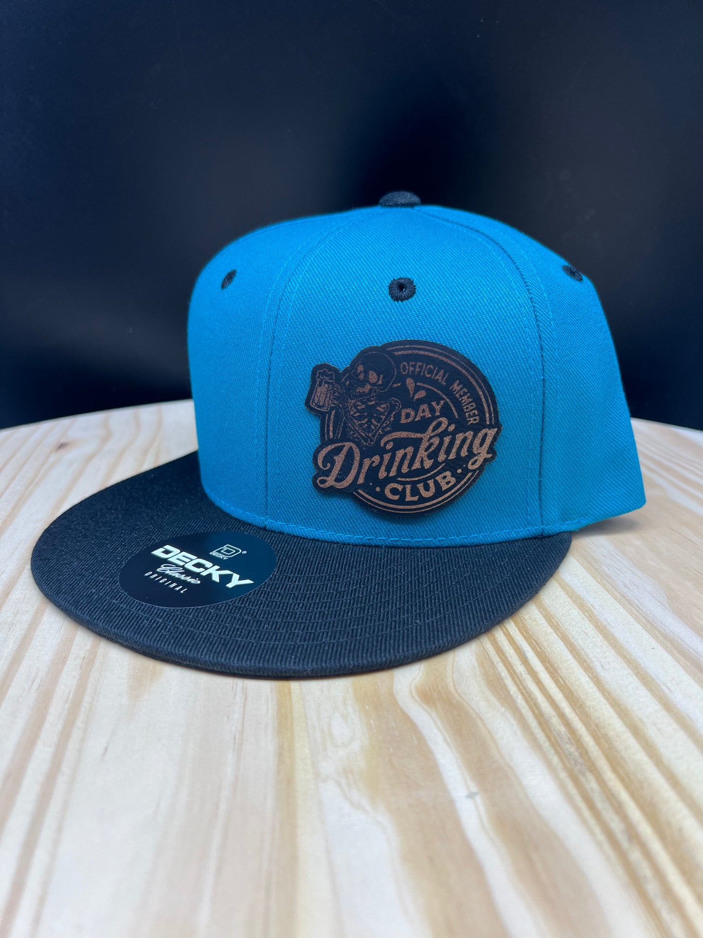 Day Drinking Club - Structured Flat Bill Hat - Teal/Black