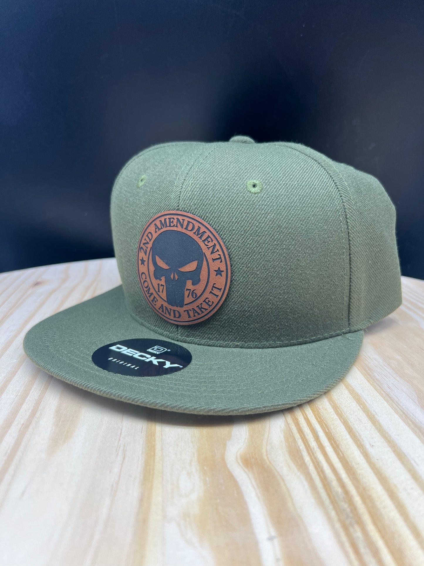 2nd Amendment Skull - Flat Bill Structured Hat - Olive
