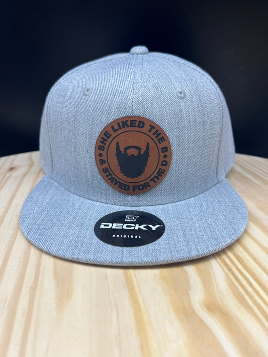 She Liked the B - Flat Bill Structured Hat - Heather Gray