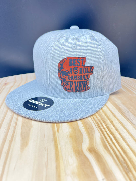 Best A-Hole Husband Ever - Flat Bill Structured Hat - Heather Gray