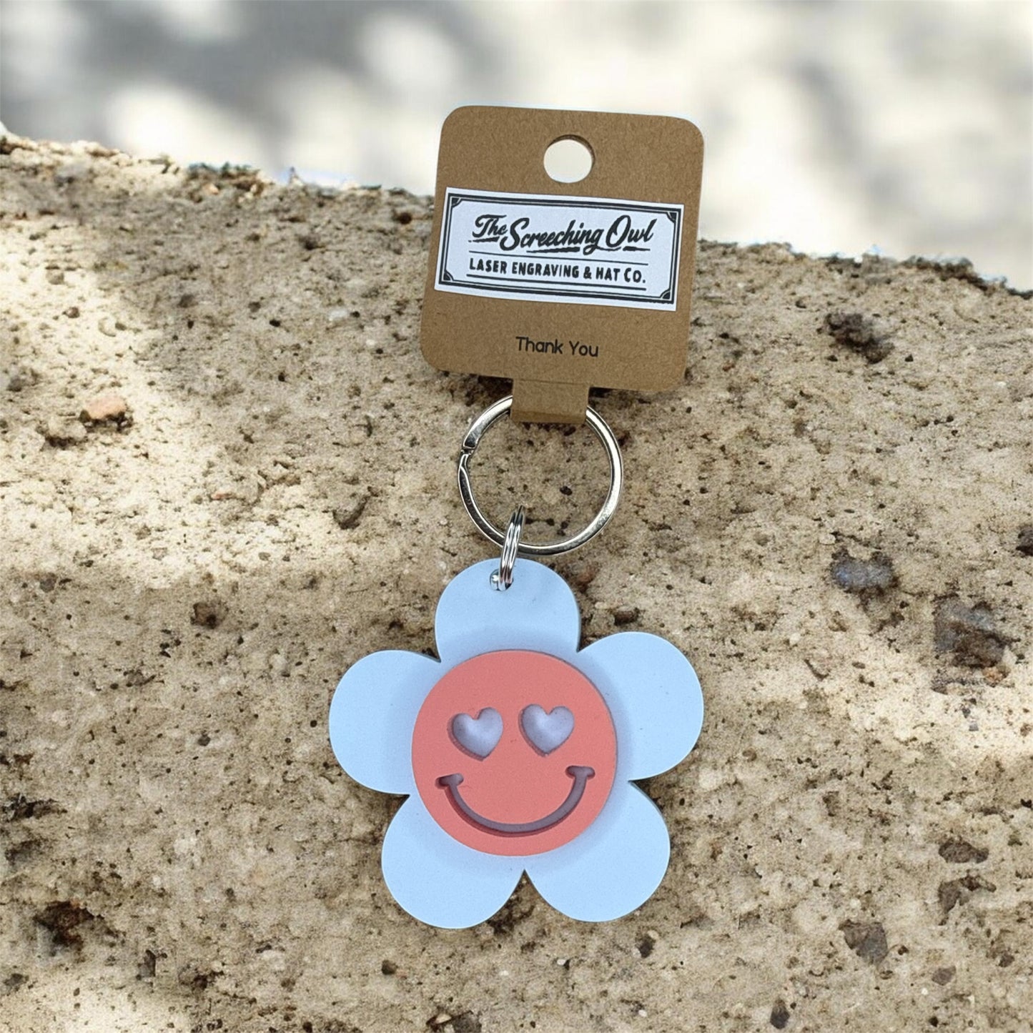 Smiley Daisy Keychain
