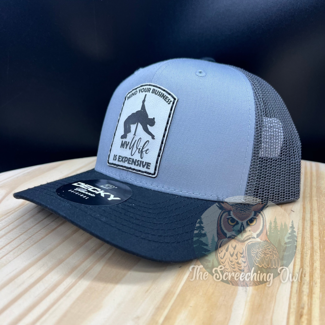 Pole Dancing Husband - Hand Sewn Patch Hat- Black/Gray/Charcoal