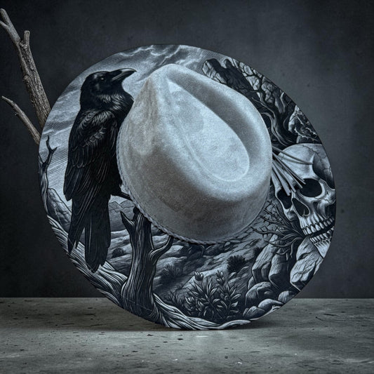 Skull & Crow Wide Brim Hat