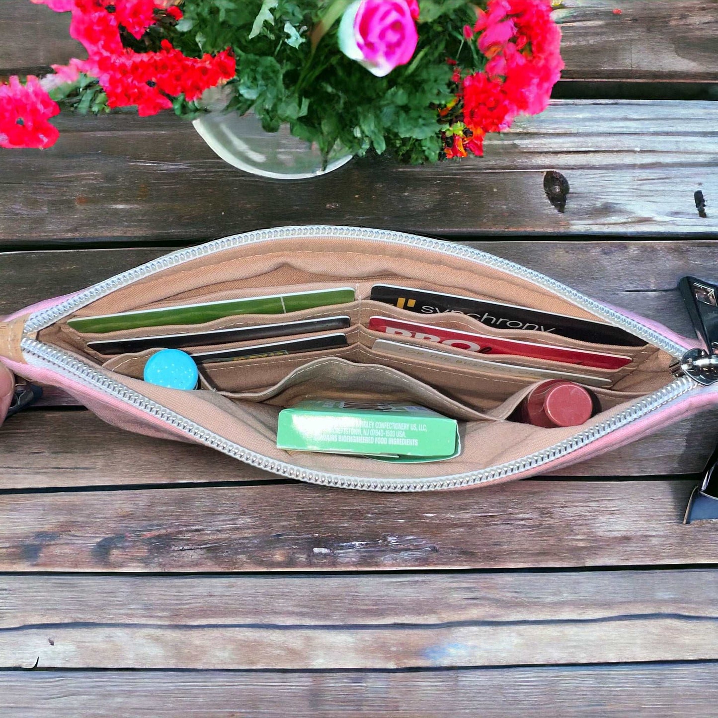 Soft Pink and Cork Wristlet Wallet