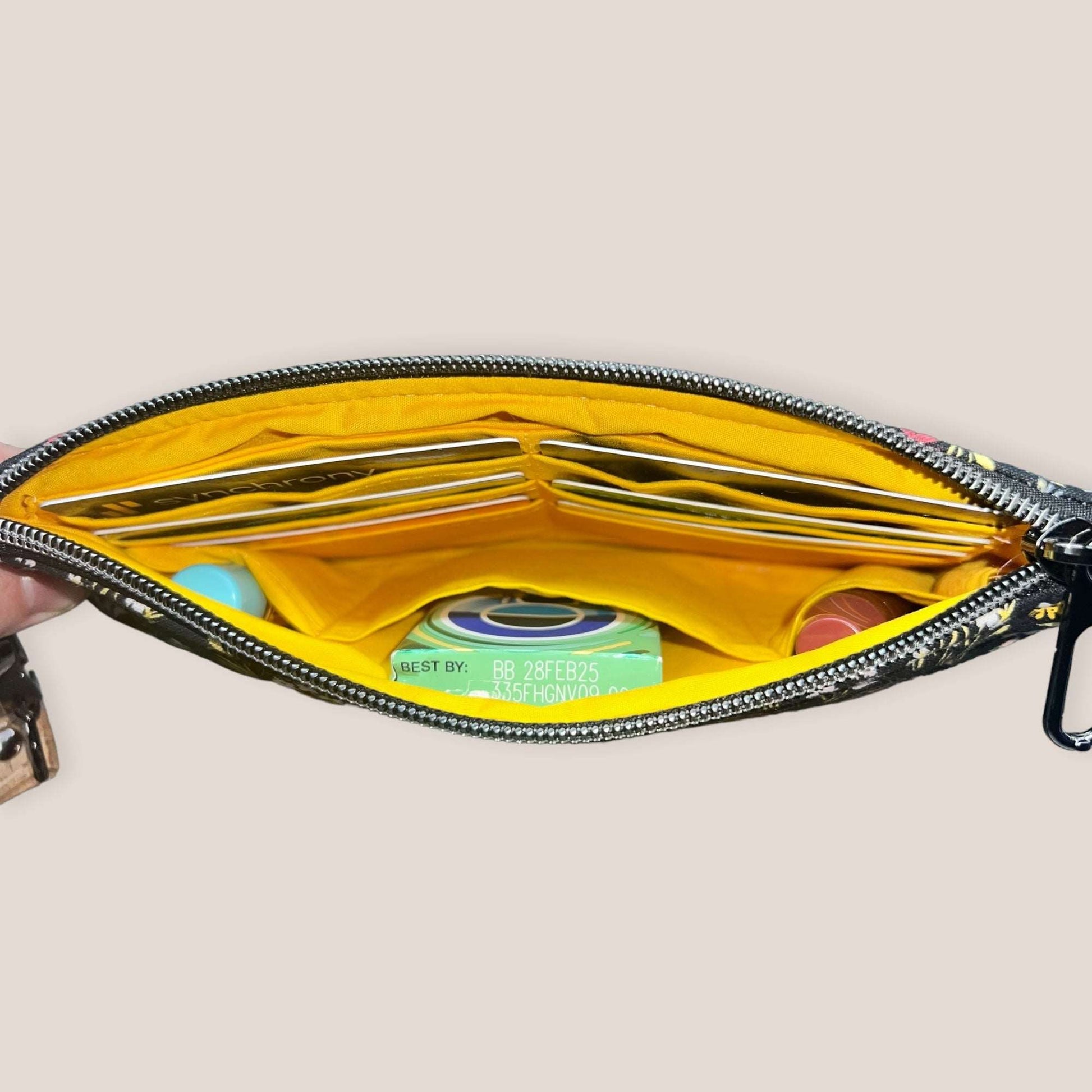 Maroon Floral Wristlet Wallet