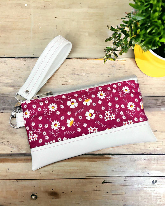 Maroon Floral Wristlet Wallet