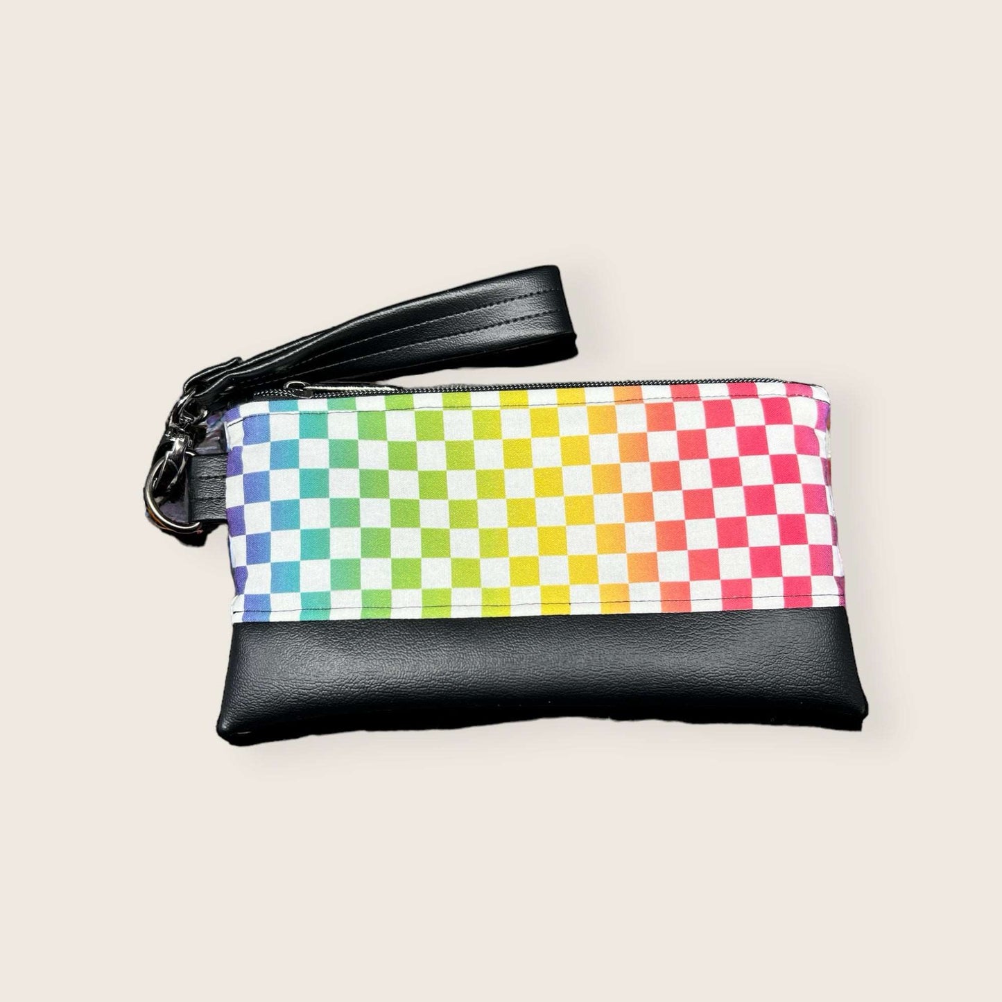 Rainbow Checker Wristlet Wallet