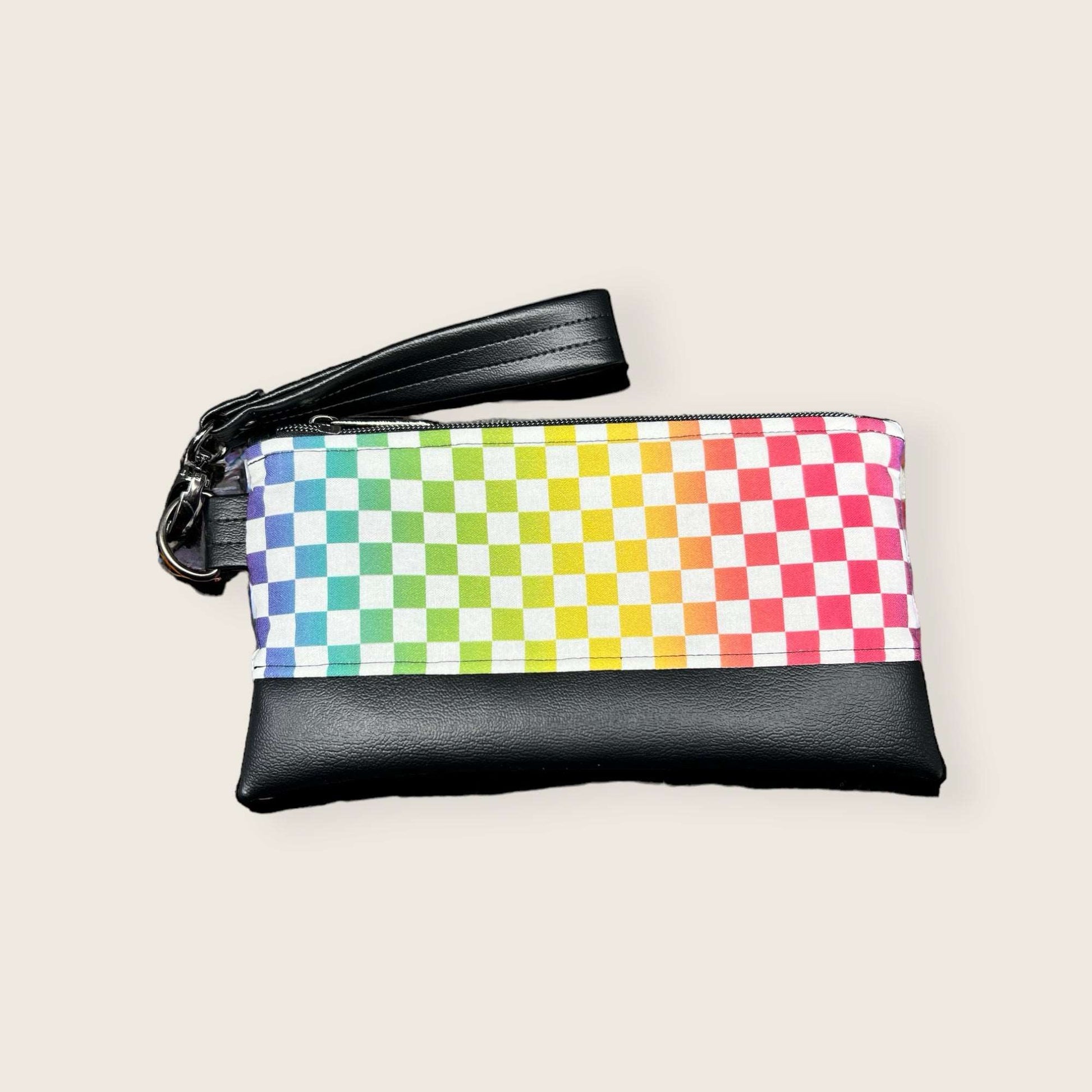 Rainbow Checker Wristlet Wallet