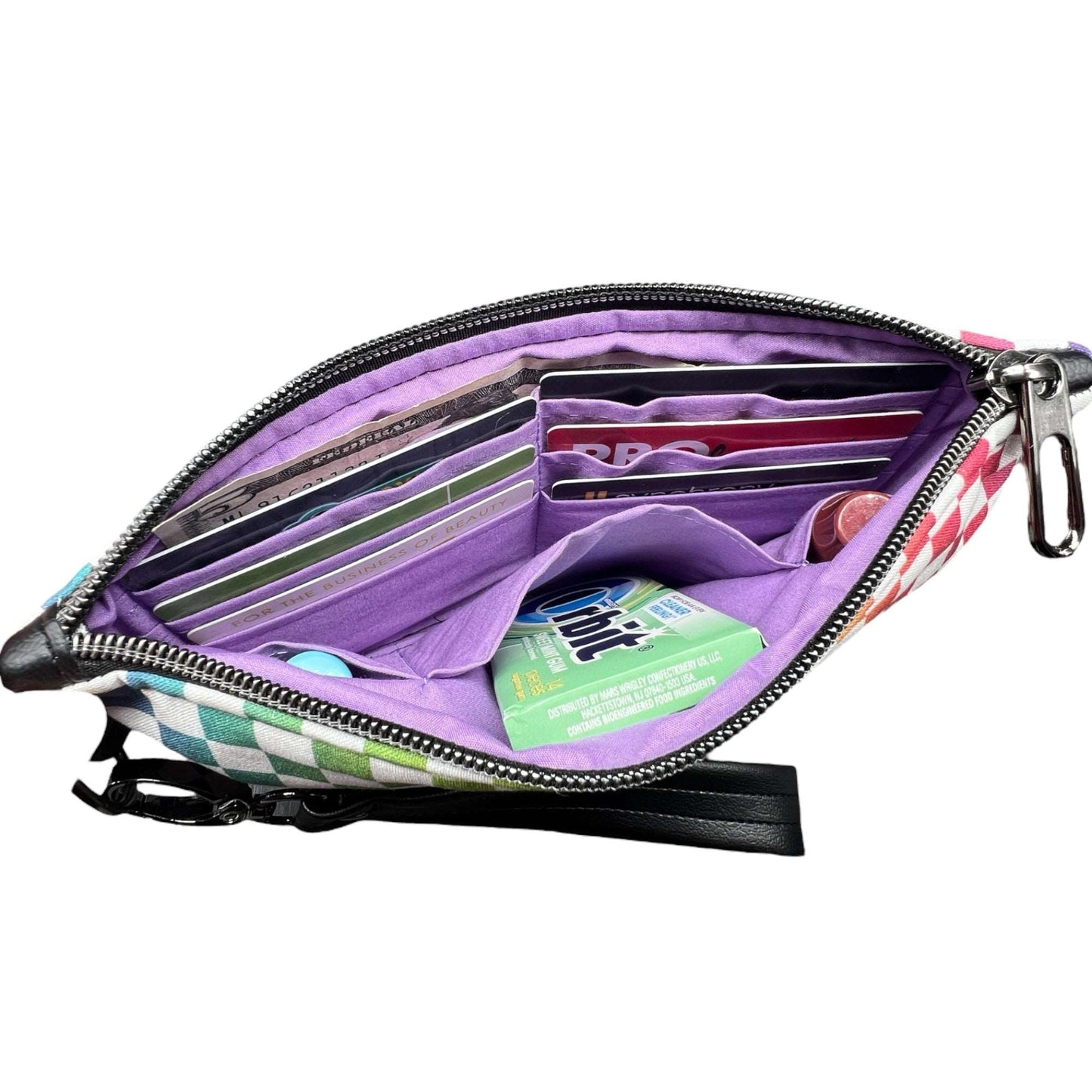 Rainbow Checker Wristlet Wallet