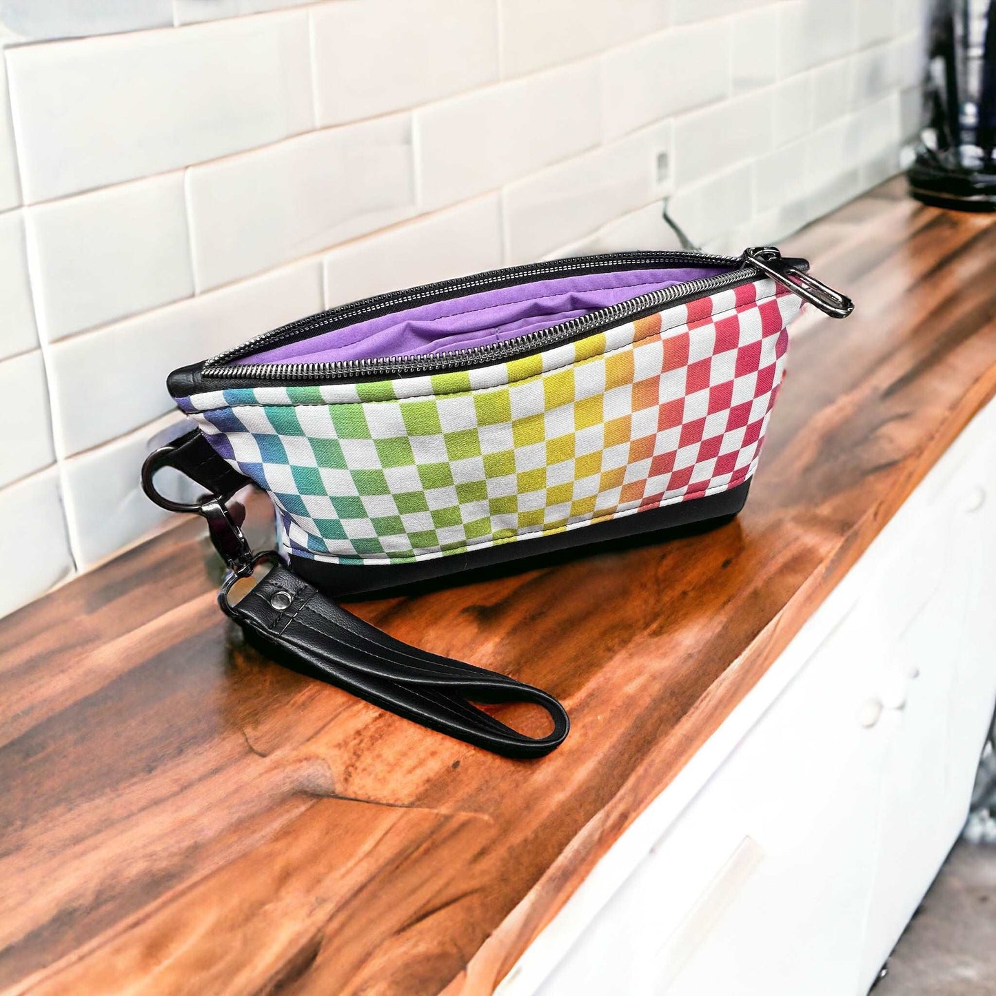 Rainbow Checker Wristlet Wallet