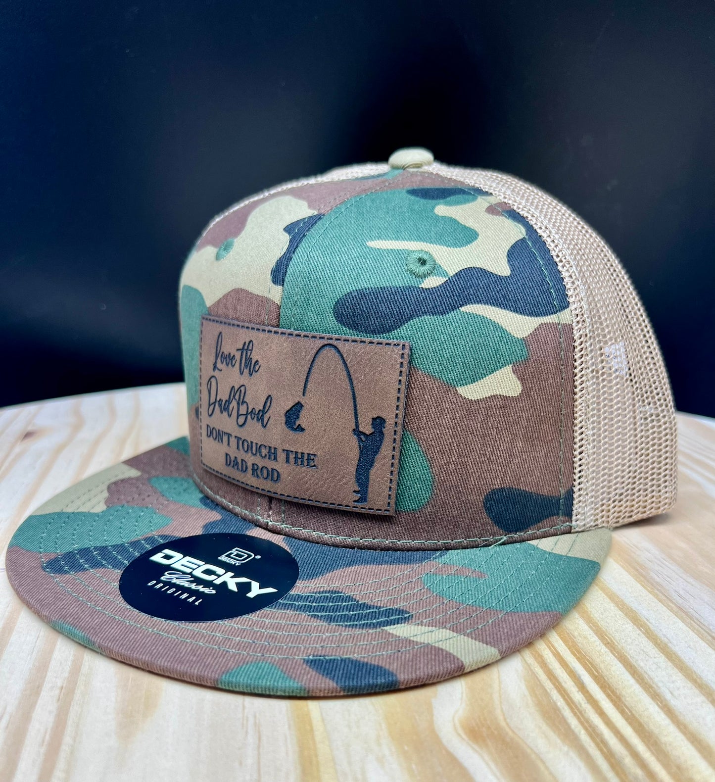 Dad Rod - Flat Bill Trucker Hat - Camo/Khaki