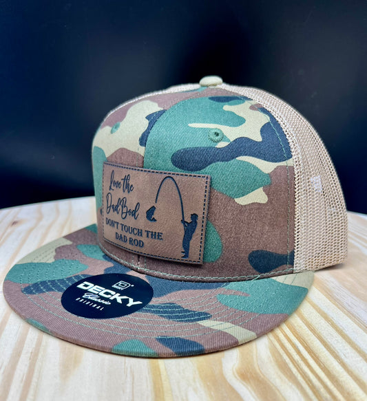 Dad Rod - Flat Bill Trucker Hat - Camo/Khaki