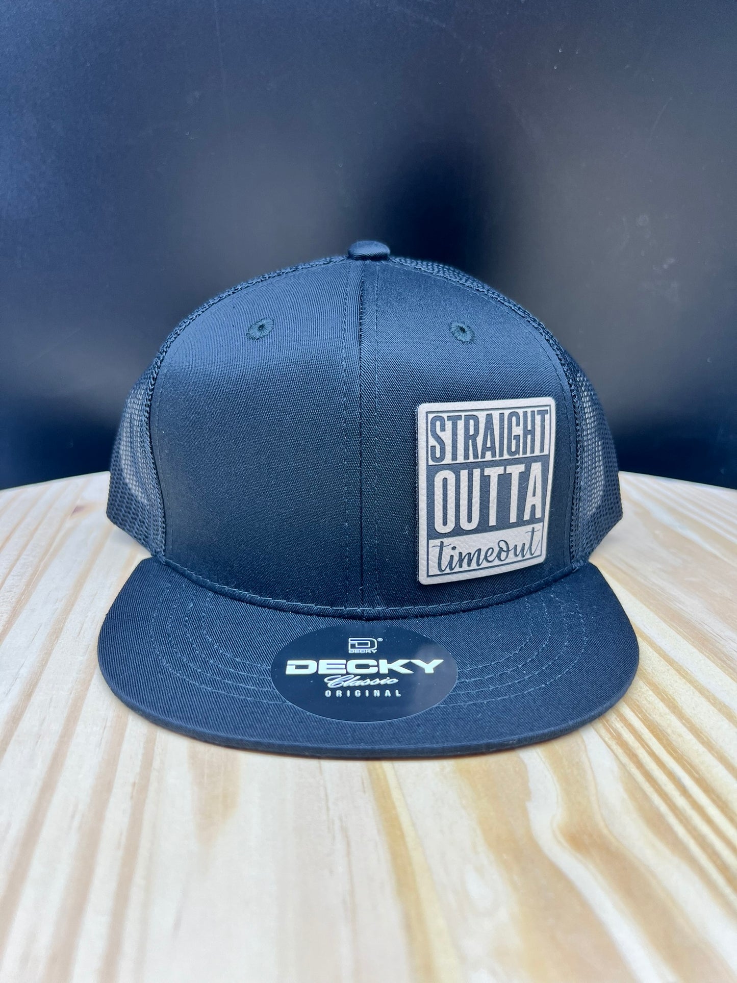 Straight Outta Timeout - YOUTH Flat Bill Trucker Hat - Black