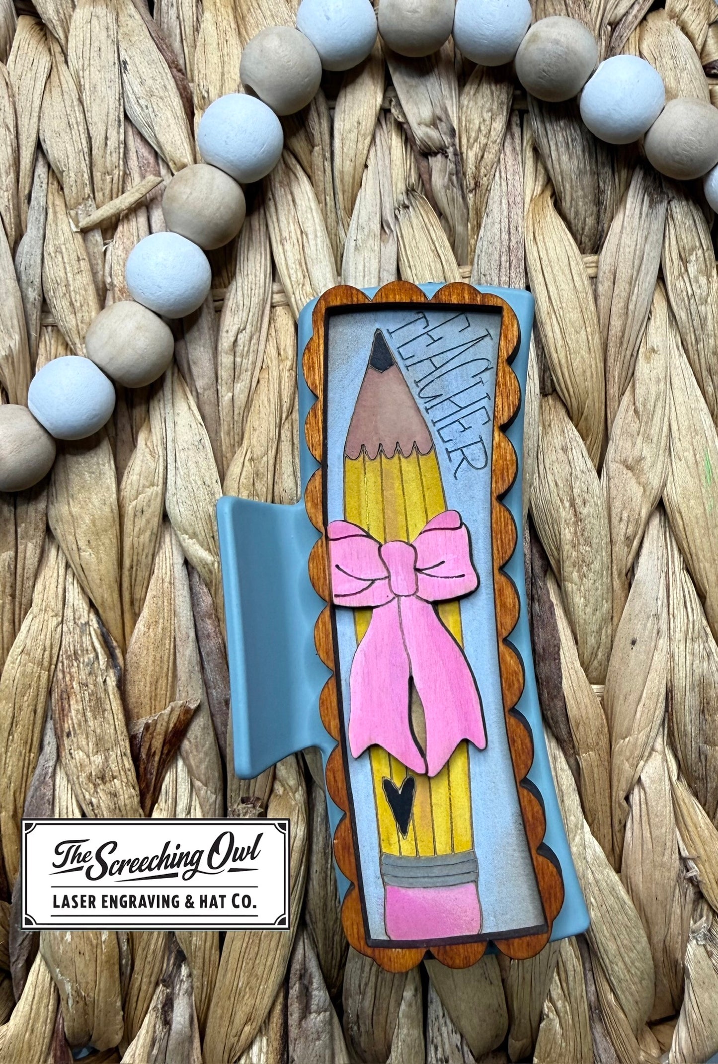 Teacher Bow Claw Clip