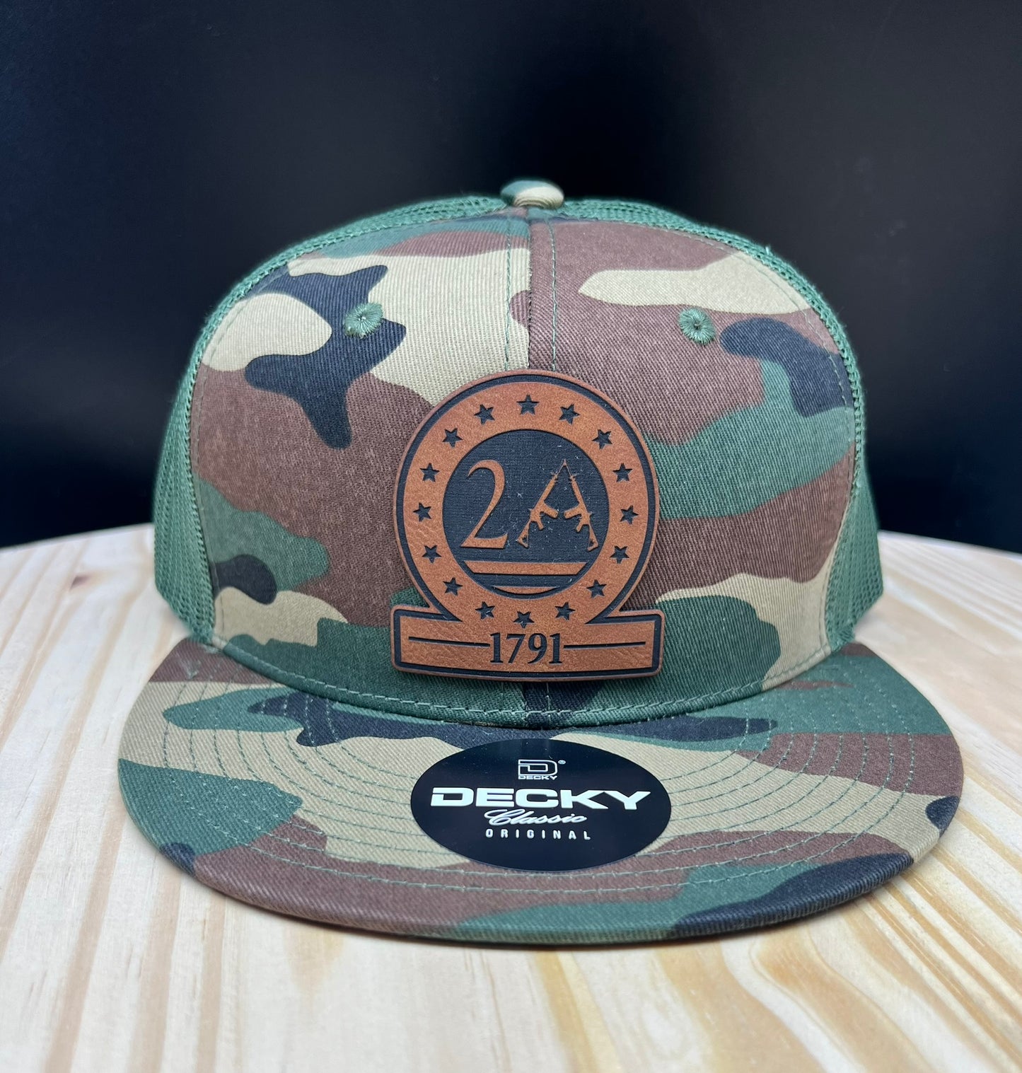 2A - Flat Bill Trucker Hat - Camo/Olive