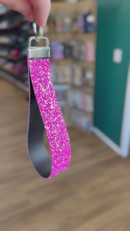 Fiery Fuchsia Glitter Key Fob