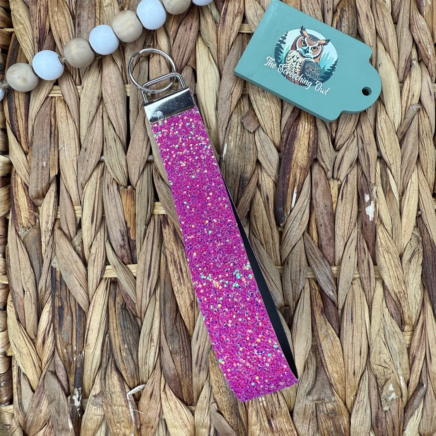 Fiery Fuchsia Glitter Key Fob