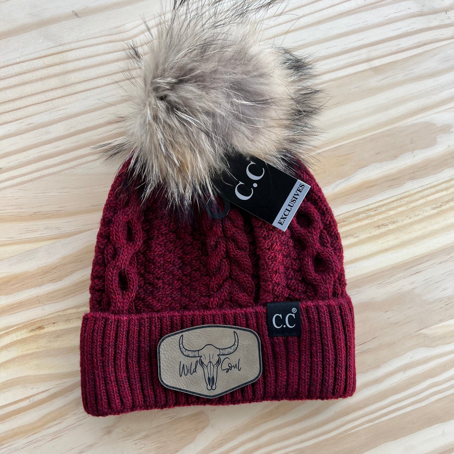 C.C Beanie Exclusive - Black Label Ribbed Cuff - Pick Your Patch - Burgundy