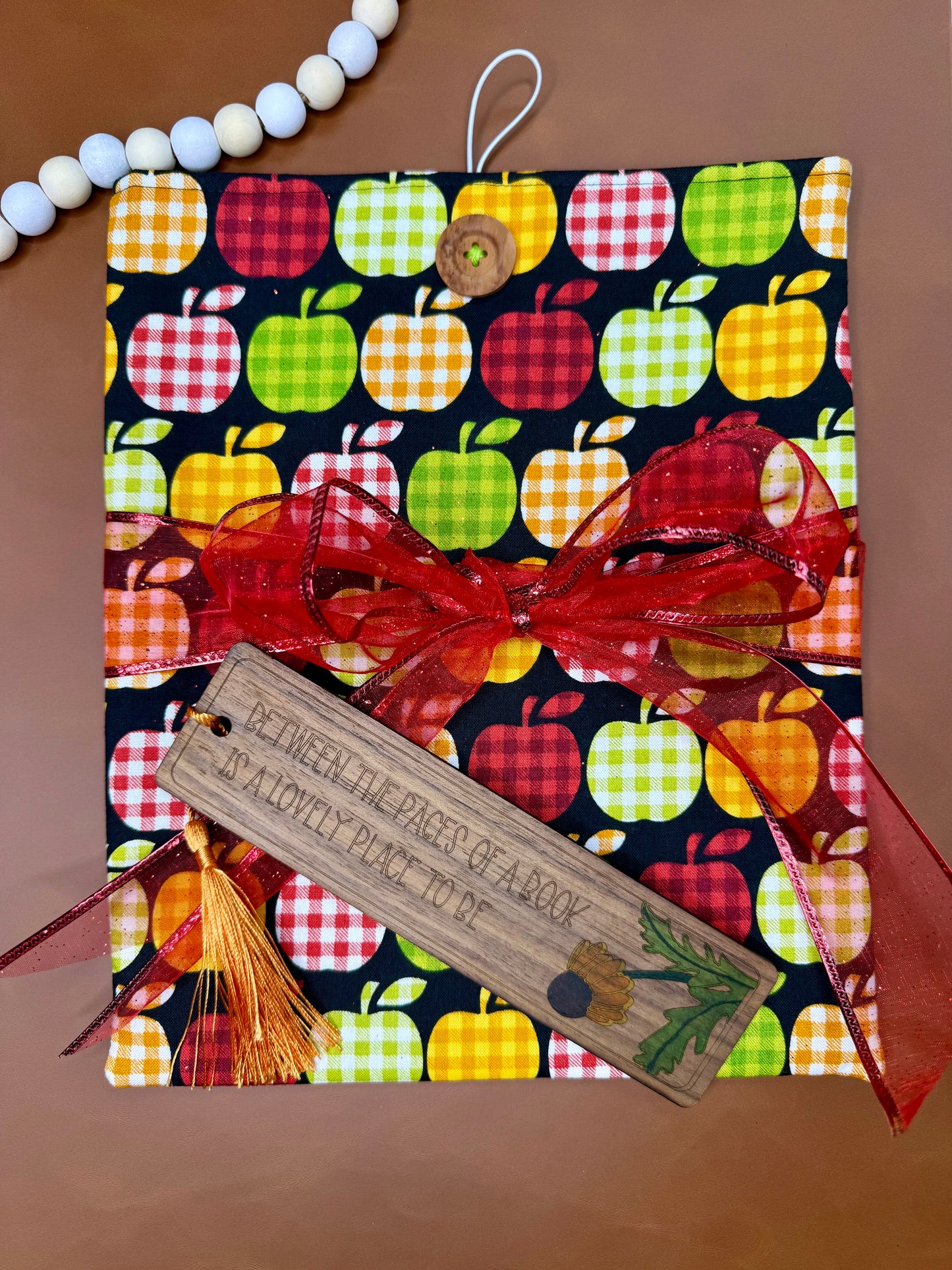 Plaid Apples Book Sleeve Gift Set - Large