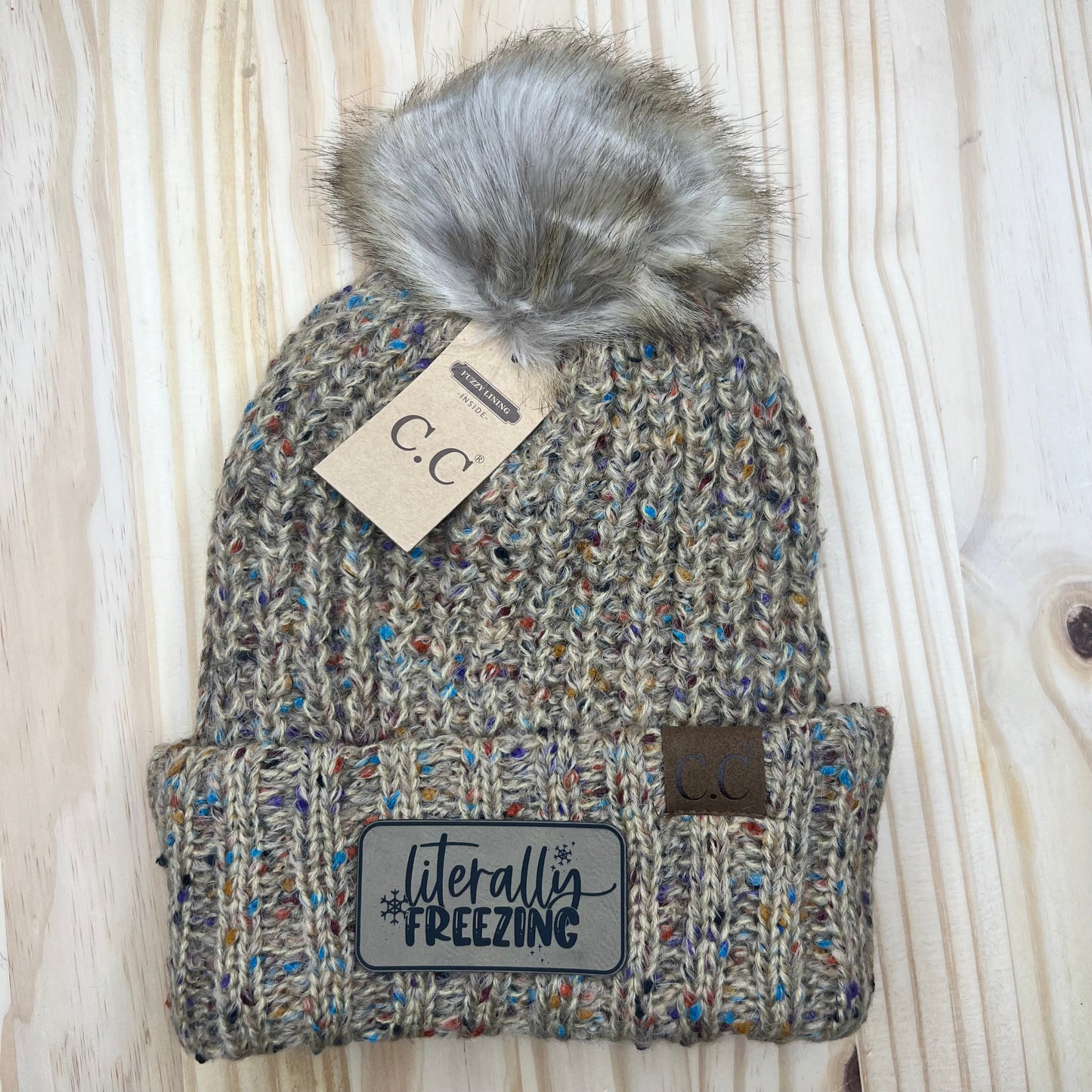 C.C Beanie - Confetti Ribbed - Pick Your Patch - Camel