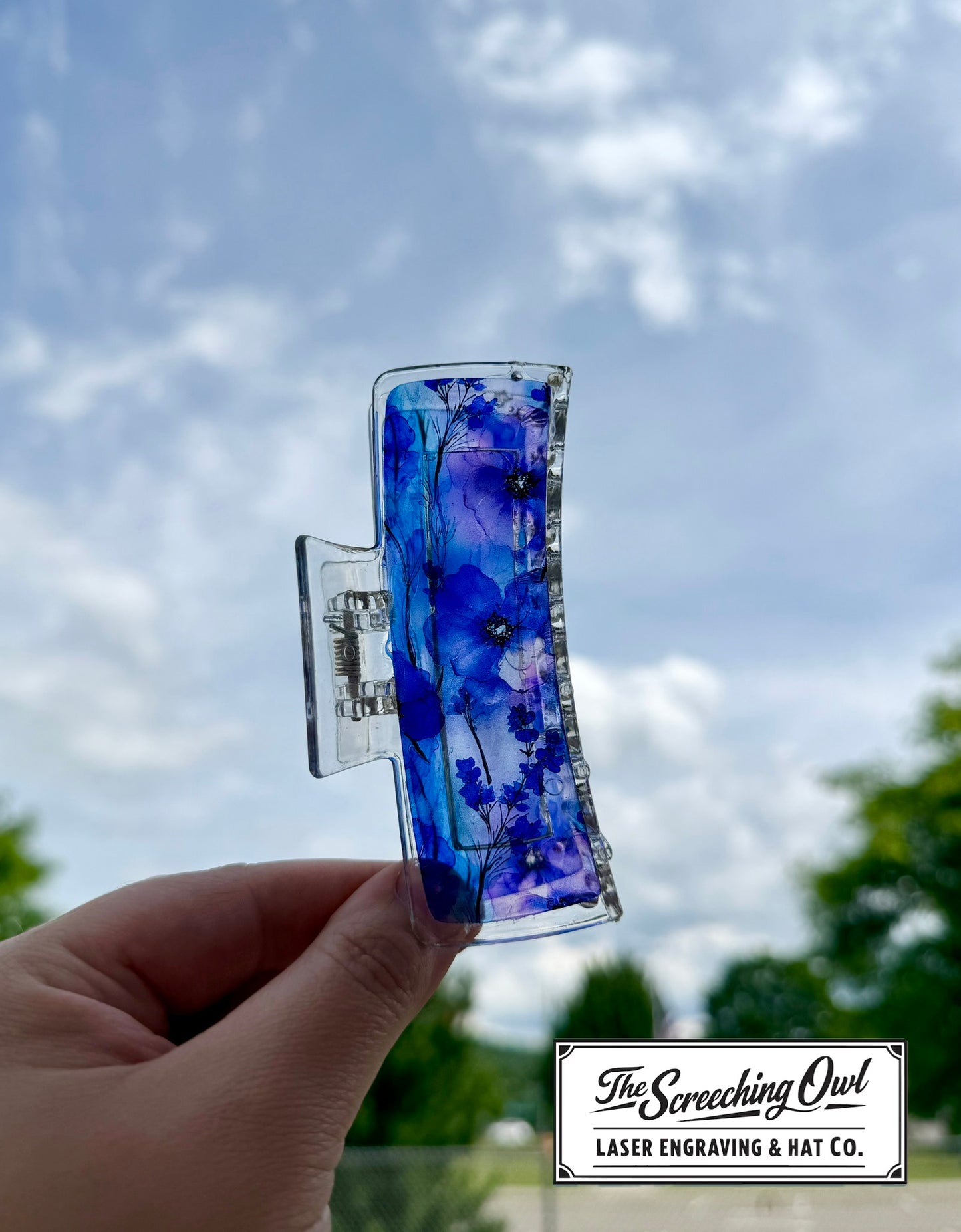 Purple Flower Stained Glass Claw Clip