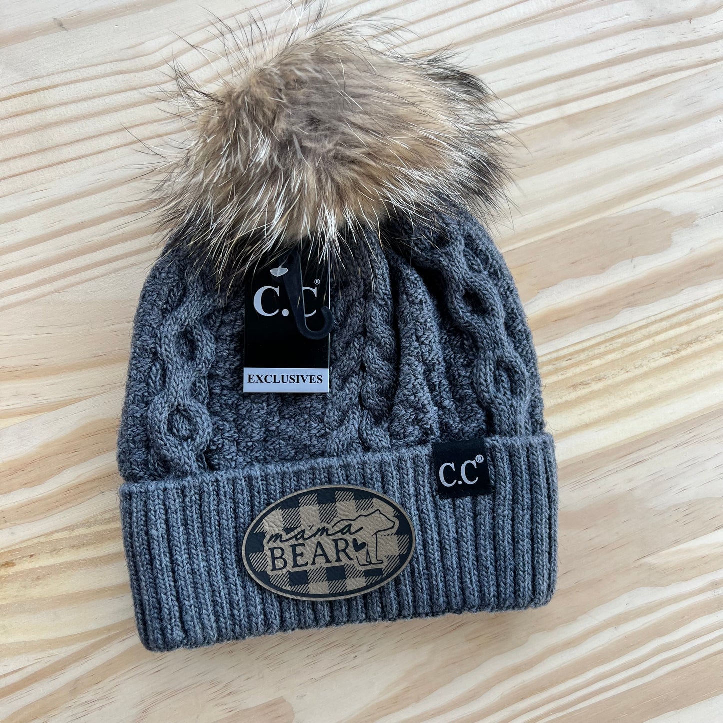 C.C Beanie Exclusive - Black Label Ribbed Cuff - Pick Your Patch - Dark Gray