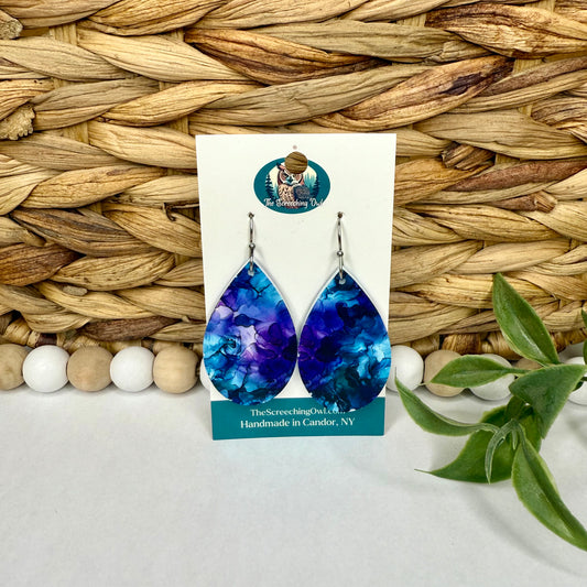 Alcohol Ink Teardrop Earrings
