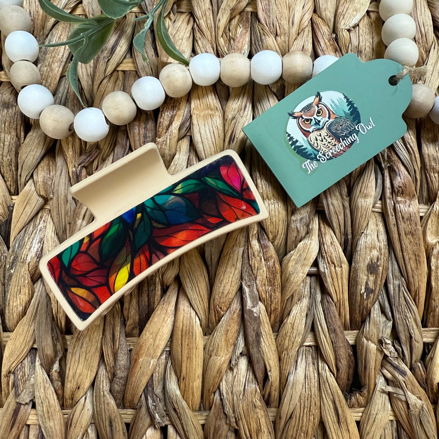 Stained Glass Leaves Claw Clip