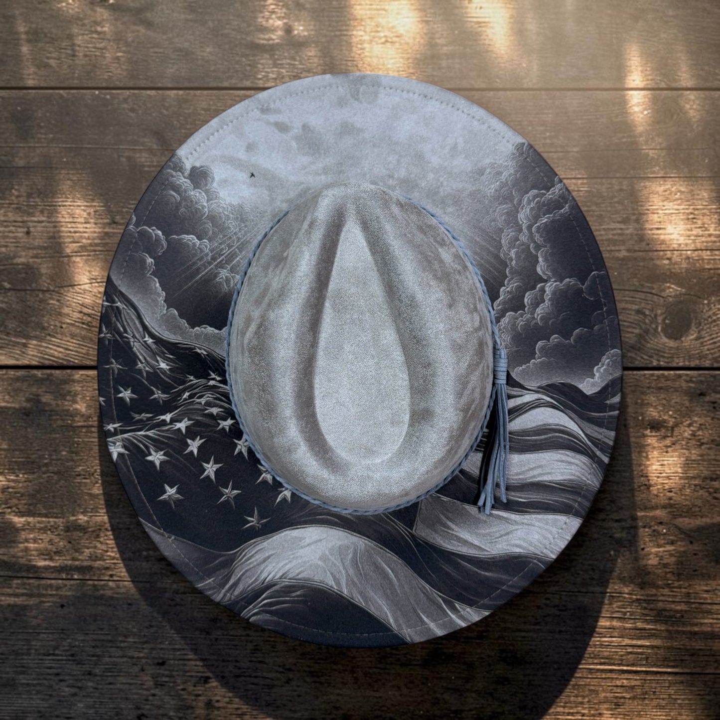 USA Flag in the Sky Wide Brim Hat
