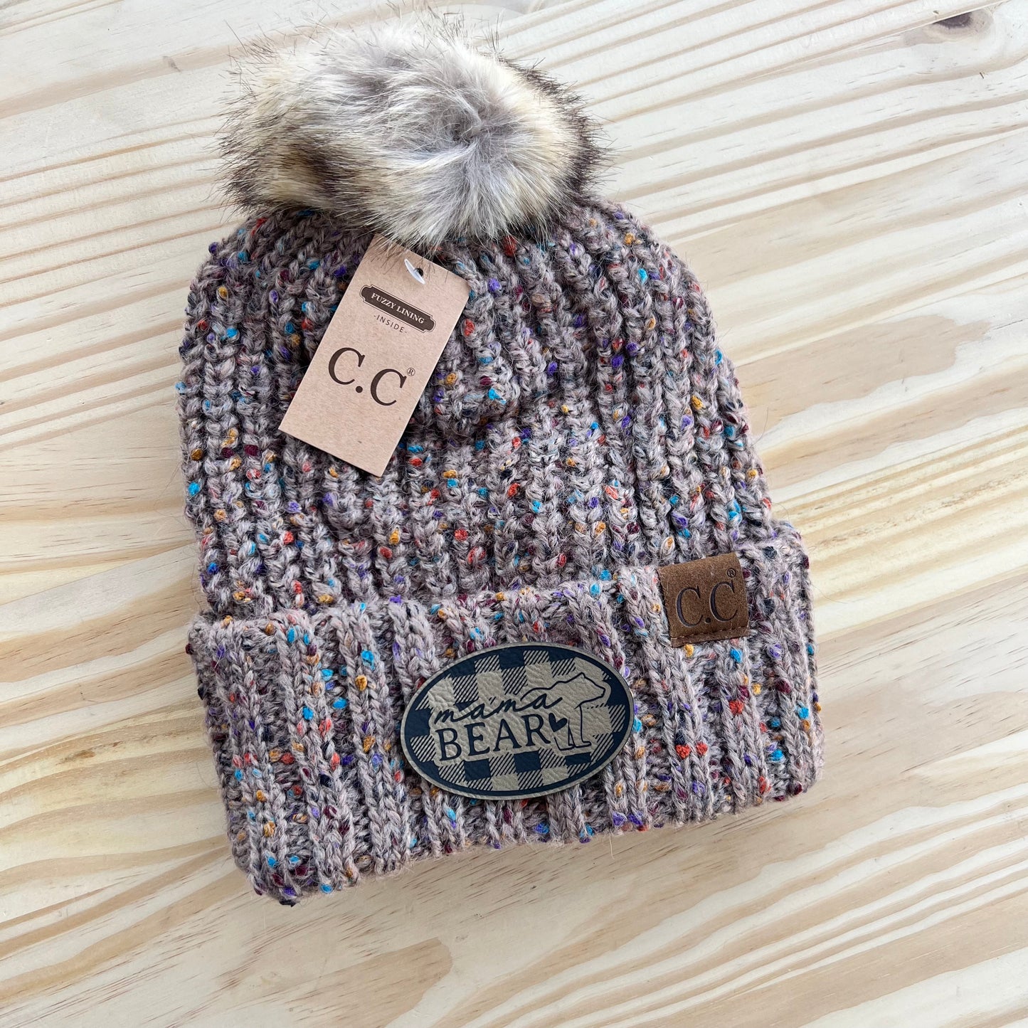 C.C Beanie - Confetti Ribbed - Pick Your Patch - Taupe