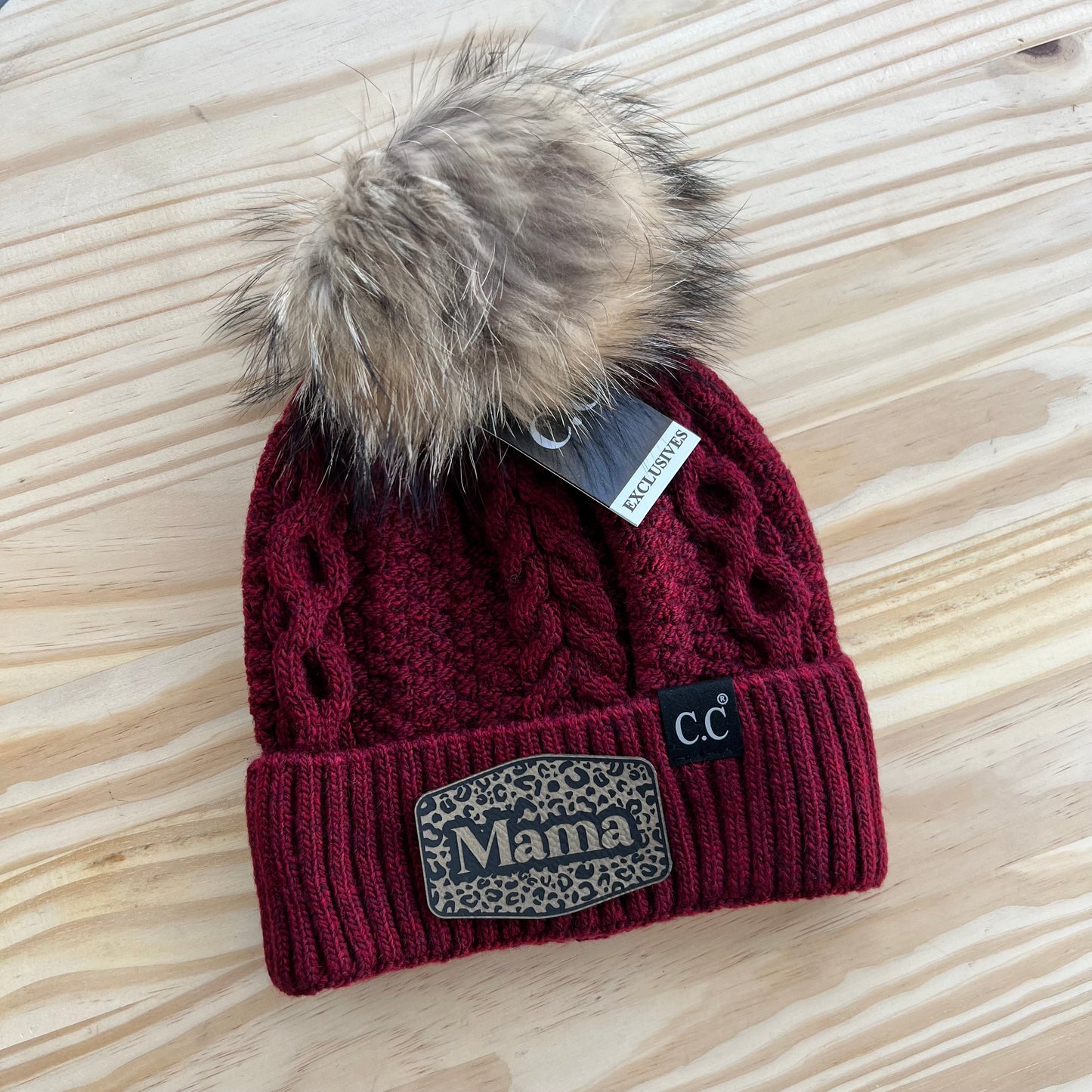 C.C Beanie Exclusive - Black Label Ribbed Cuff - Pick Your Patch - Burgundy