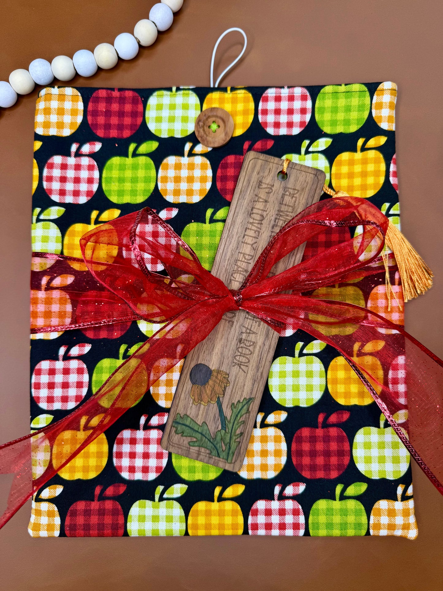 Plaid Apples Book Sleeve Gift Set - Large