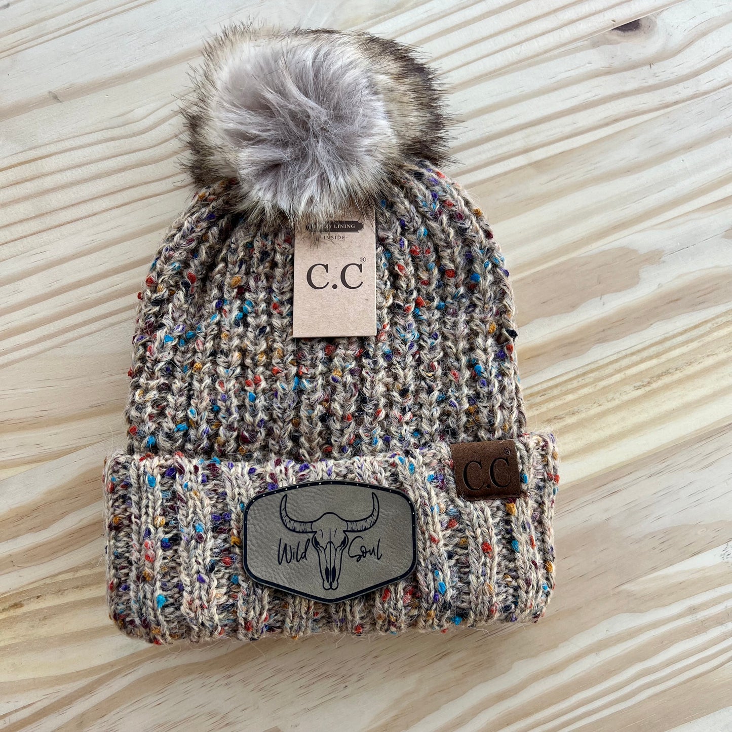 C.C Beanie - Confetti Ribbed - Pick Your Patch - Camel