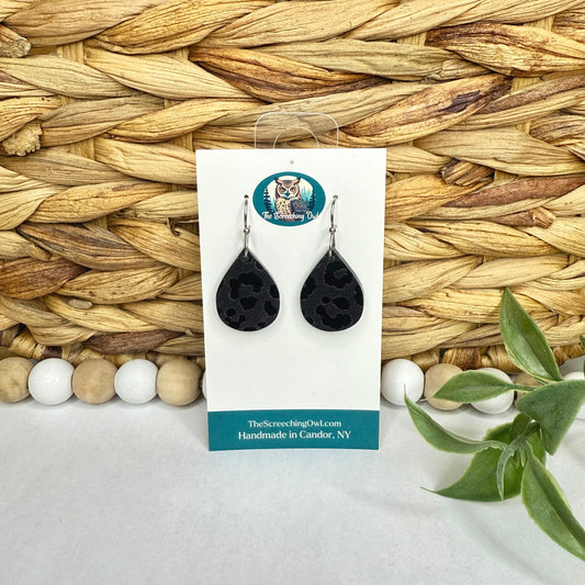 Black on Black Cheetah Mini Drop Earrings