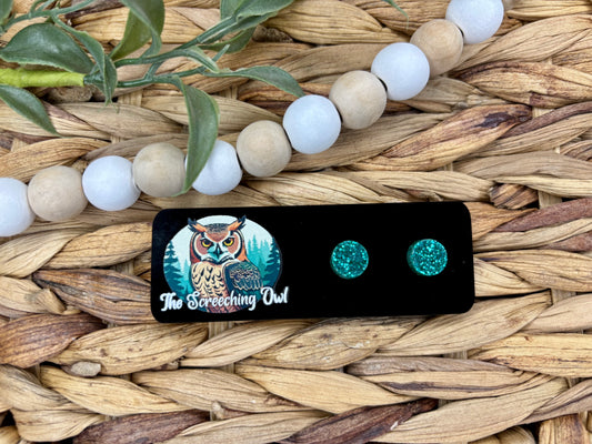 Teal Glitter Stud Earrings